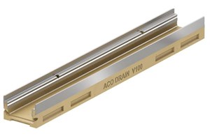 Aco Multiline V100G, Flachrinnen mit Guss-Kante KTL, ohne Gefälle, Länge 100 cm